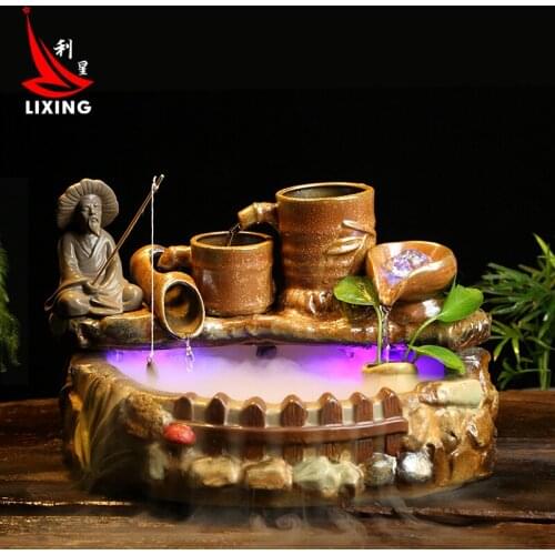 The living room decoration ceramic water Home Furnishing creative crafts gifts wedding gift Fengshui round opening humidifying