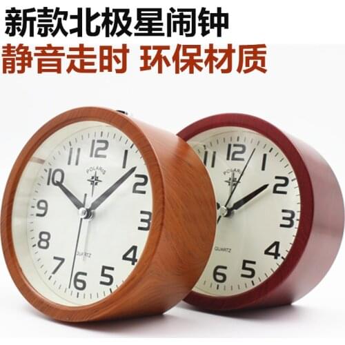 Vintage Wood Silent Luminous Round Alarm Clock Stylish Creative Minimalist Alarm Clock Modern Bedroom Mini Alarm Clock MM60NZ