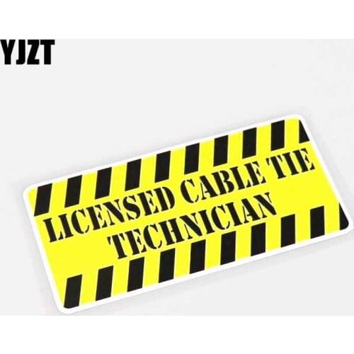 YJZT 13.5CM*6.5CM Funny Licensed Cable Tie Technician Car Sticker Decal PVC 13-0354