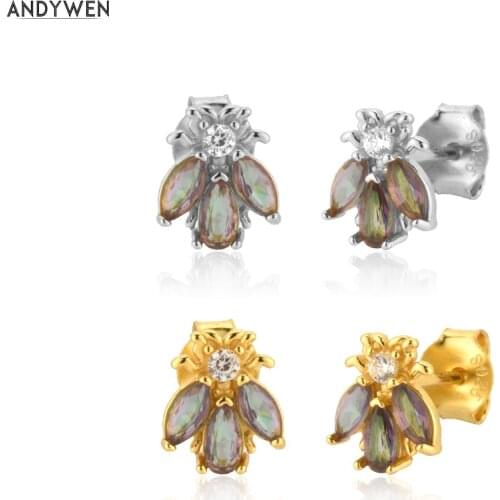 ANDYWEN 925 Sterling Silver Slim Stud Earrings Piercing Clips Women Ohrringe Pendant Small Rock Punk Jewelry Fashion Jewels