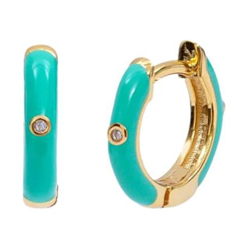 925 Sterling Silver Hoop Earrings For Women 2021 Trend Pendientes Ohrringe Green CZ Huggie Earing Luxury Jewelry Gifts Brincos