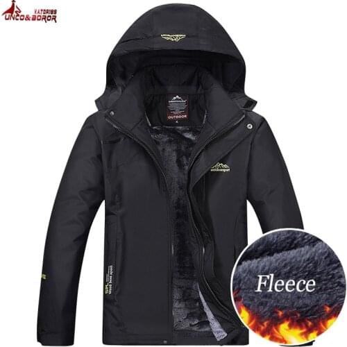 UNCO&BOROR Winter jacket men outwear waterproof windbreaker jacket male thick plus velvet warm Hooded men`s casual jacket coat