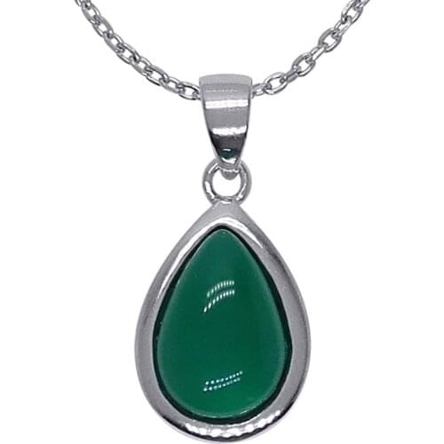 100% Guaranteed Real 925 Sterling Silver Pendants With Green Agate Stone