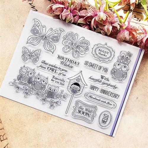 14*18CM Hot sale owl Clear Stamps / Silicone Seals Roller Stamp for DIY scrapbooking photo album/Card Making