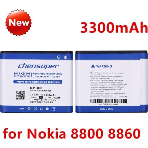 2pcs/chensuper Original 3500mAh BP-6X Li-ion Phone Battery for Nokia 8800 8860 Sirocco N73i Cell Phone Battery