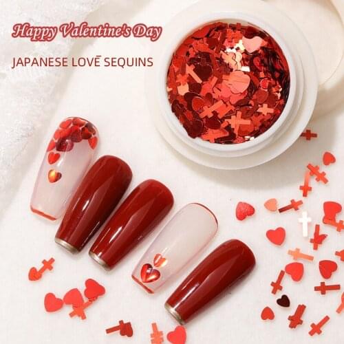 1 Box Heart 3D Nail Decorations Valentine DIY Nail Accessories Black Heart Love Manicure Set Holographic Nails Design