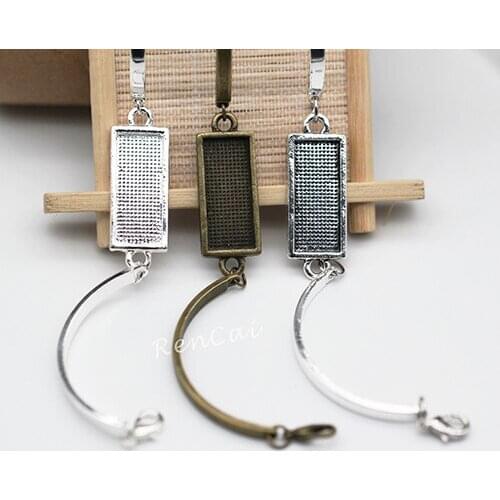 5pcs/lot Trendy 10x25mm Rectangle Bangle Bracelet Blank Finding Tray Bezel Setting Cabochon Bracelet For Women DIY Bangle Making
