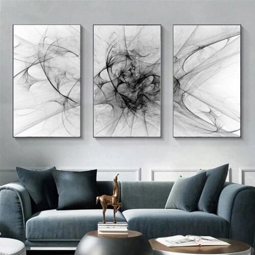 Abstract Line Black White Canvas Painting Minimalist Modern Style Posters and Prints Wall Art Picture for Living Room Home Decor