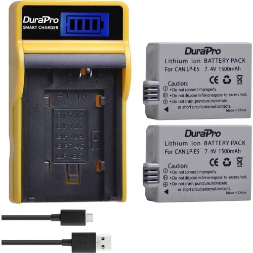 2Pc LP-E5 LPE5 LP E5 Rechargeable Battery + LCD USB Charger For Canon 500D,450D,1000D, EOS Rebel T1i, XS, XSi,Kiss X3, X2 Camera