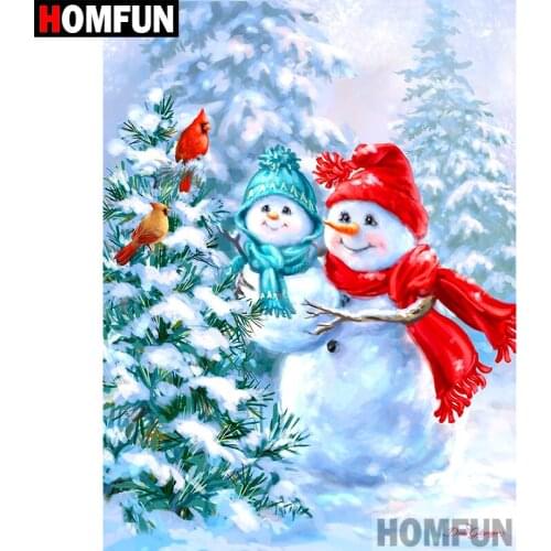 HOMFUN Full Square/Round Drill 5D DIY Diamond Painting "Snowman bird" Embroidery Cross Stitch 5D Home Decor Gift A09506