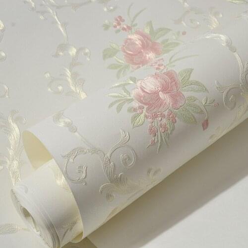 Beibehang Warm 3d living room bedroom full of wallpaper Nonwovens fine fashion Embossed 3d wallpaper Yellow pink wallpaper roll