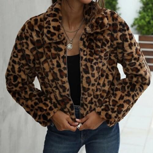 2019 New Winter Women Coat Zebra Print And Leopard Print Two Kinds Of Fashion Long Sleeve Zipper High Collar Warm Short Jacket