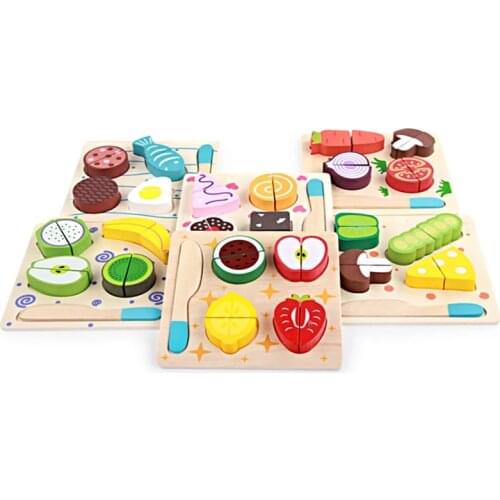Wooden toys wooden kitchen cutting fruit and vegetables board real life toy 6 models kid children Educational baby toys