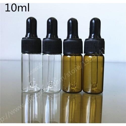 Hot sale 200x 10ml Empty Amber Glass Essential Oil Dropper Bottle, 1/3oz Glass bottle, 10cc Brown Pipette Dropper Vial