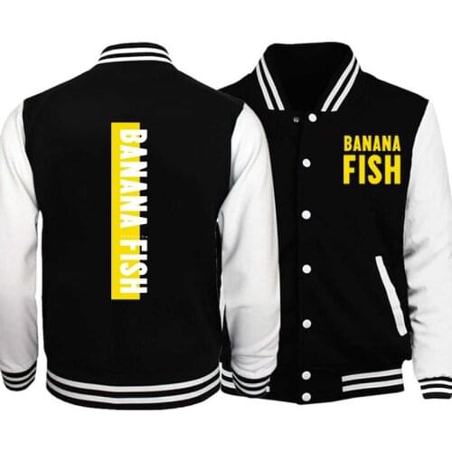 Harajuku Banana Fish Unisex Jacket Japanese Anime Printed Mens Streetwear Casual Sweatshirts