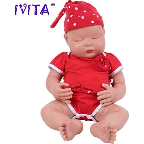 IVITA WG1510 47cm 3.67kg Girl Eyes Closed High Quality Full Body Silicone Reborn Dolls Born Alive Brinquedos Realistic Baby Toy