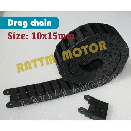 2M 10 x 15mm Cable drag chain wire carrier R28 with end connectors plastic towline for CNC Router Machine Tools 2x1000mm