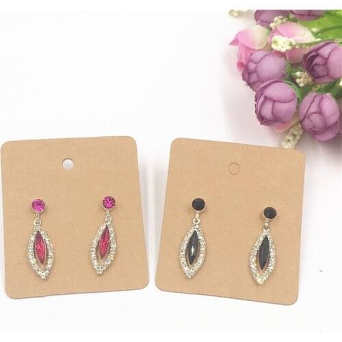 Two Kind Size 200Pcs Brown Blank Kraft Paper Cardboard Long Stud Earring Display Card Fashion Jewelry Accessory Packing Card