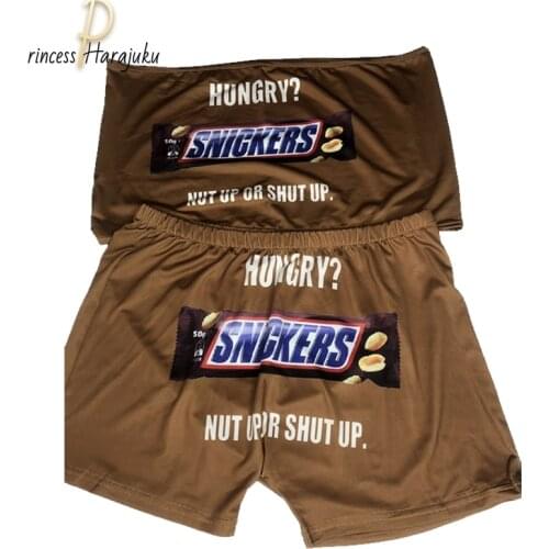 2020 Women Clothes Sexy 2 Two Piece Set Snickers Printed Sling Tube Top Biker Shorts Suit Bodycon Tracksuit Set Fitness Outfits