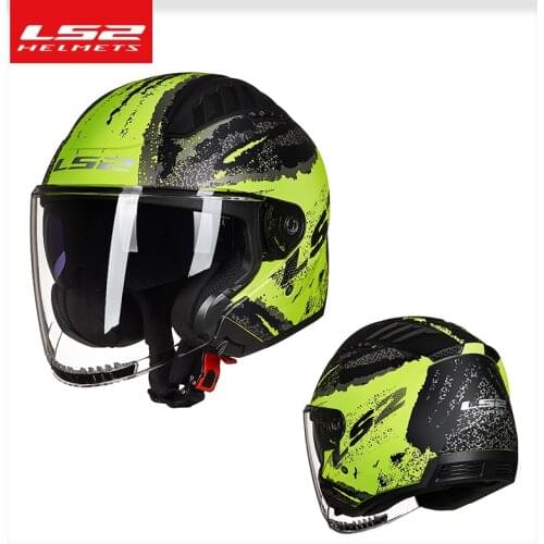 LS2 Helmets LS2 OF600 COPTER Retro Vintage 3/4 Open FaceMotorcycle Helmet With Double Lens Man Women Scooter Capacete Casco Moto