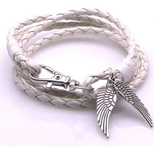 Multi-layer Leather Feather Shape Accessories Mens Bracelet Lobster Buckle Multi-layer Leather Bracelet Black White Male Gift