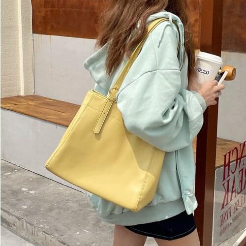 Soft PU Leather Shoulder Bag for Women Handbag large capacity Ladies big Totes Female Casual lady Shopper bags Bolsa yellow