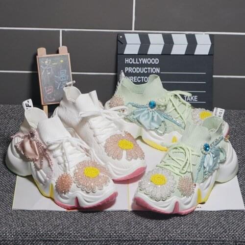 2021 new heavy industry old shoes tide brand rainbow bottom knitted shoes womens sports casual shoes