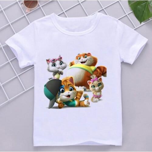 New arrival 2021 funny kids clothes cute kitten cartoon print t-shirt for boys/girls summer fashion toddler baby tshirt tops