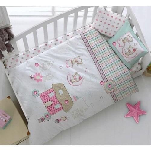 100% COTTON Made in Turkey CATS Infant Baby Crib Bedding Bumper Set For Boy Girl Nursery Cartoon Animal Baby Soft Antiallergic