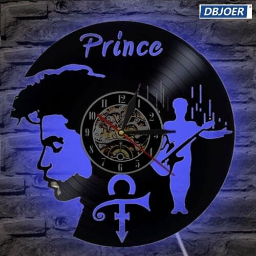 Prince photo Vintage Vinyl Record Clock Creative Handmade Antique Hollow CD LED Wall Clock Classic Home Decor Hanging Clock