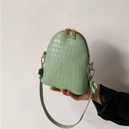 Simple Solid Color Crocodile Pattern Shoulder Bag Women Pu Leather Crossbody Bag Zipper Small Handbag Female Purses and Handbags
