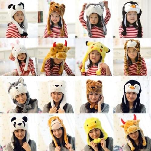 Unisex One Size Cartoon Animal Fluffy Plush Hat Cosplay Aviator Hat