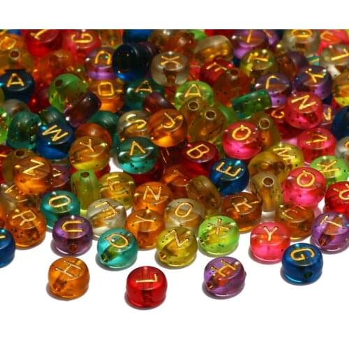 Mixed Color Letter Round Acrylic Golden Alphabet Beads For Jewelry Making Craft Handmade Bracelet Necklace Accessories 4x7mm