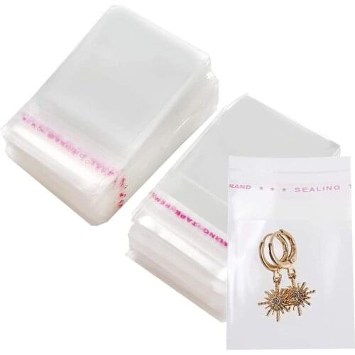 100pcs Opp Bags Self Adhesive Self Sealing Clear Cellophane Bags For Jewelry Earrings Candy Cookies Gift Packaging Storage Bags