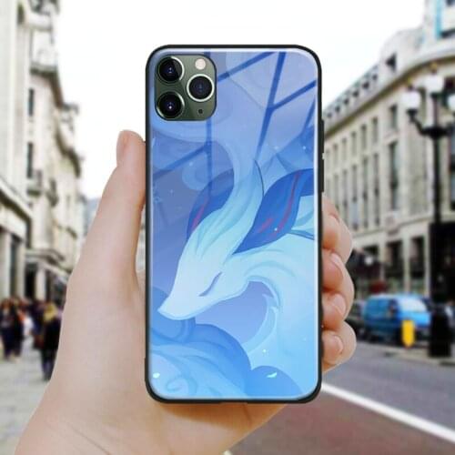 Genshin impact Ganyus namecard Silicone Glass Phone Case Cover Shell For iPhone SE 6 6s 7 8 Plus X XR XS 11 12 Mini Pro Max