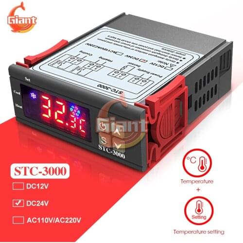 STC-3000 DC 24V Thermostat Temperature Module Sensor Digital Temperature Controller Heating Cooling Relay for Incubator Boiler
