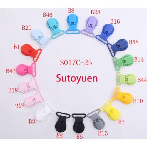 Sutoyuen 30pcs 25mm D Shape Plastic Suspender \ Dummy Pacifier Clip Clamp With Gripping Teeth For Baby Dummy Soother Holder