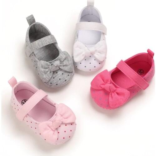 New Infants Cotton Cloth Shoes Baby Girls Soft Sole Flat Shoes With Bow Knot Anti-Skid And Wear Resistant Casual Shoes 0-12 M