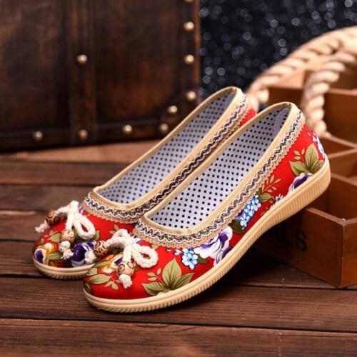 Round Toe Flat Shoes High Quality Cute Women Shoes National Wind Shallow Mouth Floral Flower Comfortable Soft Bottom Shoes