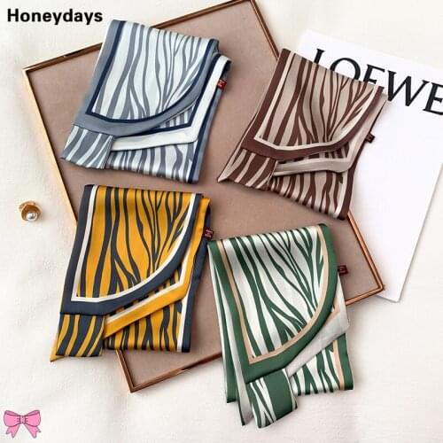 All-match Animal Print Silk Scarf Casual Neck Scarfs for Women Long Scarves Office Cravat Decoration Hair Ribbon Fashion Ribbon