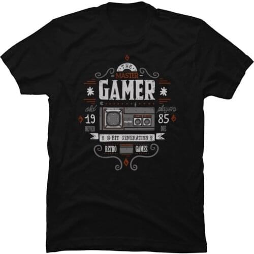 Vintage Master Gamer 1985 8-Bit Game Tee Shirt for Men New Arrival Party T Shirts 80s Funny Videogame Unit Tshirt Free Shipping
