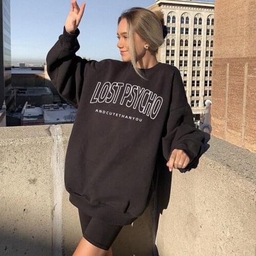 KALENMOS 2020 New Arrival Oversized Swearshirt Women Letter Print Autumn Winter Clothes Long Sleeve Loose Streetwear Hip-pop Top