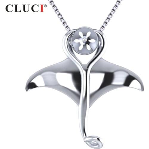CLUCI Women Silver Fish Tail Can fix Pearl Pendant Shing 925 Sterling Silver DIY Pendant Jewelry ,SP334SB