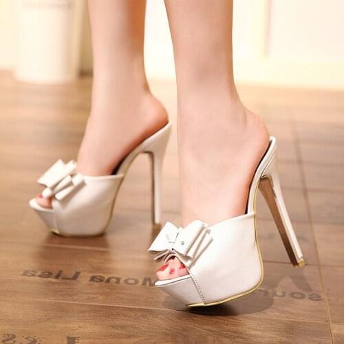 14cm Stiletto Platform Bow High Heels Summer 2020 Sandals Pumps Wedding Party Dress Woman Slippers Women Platform Heels Pumps