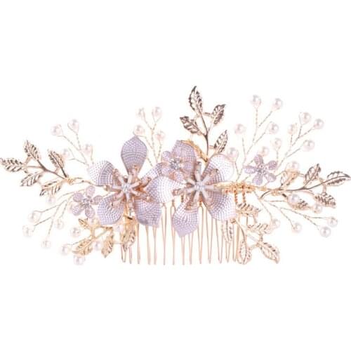 Ladies Delicate Simulation Pearl Hair Accessories Bride Wedding Rhinestone Hair Jewelry Women Vintage Style Fashion Hair Comb