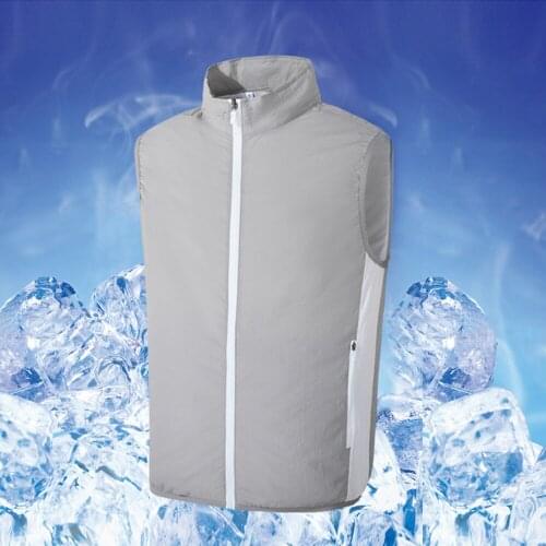 Sleeveless Cooling Fishing Vest With Removable Fan Outdoor Zipper Air-Conditioning Hiking Waistcoat (Power Bank Is Not Include)