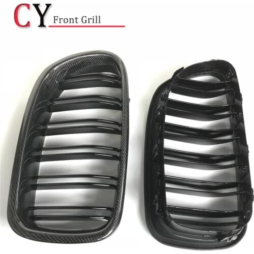 1 Pair Carbon Fiber F10 Dual Slats Front Grille ABS Mesh Inserts for BMW 5 Series F10 2010 + 518d 520i 525d 528i 530i 535i 550i