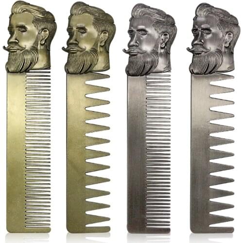 1pc Man Hair Comb Beard Shaving Brush Stainless Steel Mini Pocket Comb Professional Barber Styling Accessories