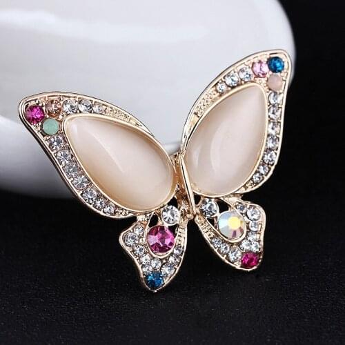 1pc Opal Rhinestone Brooch for Wedding Butterfly Brooch for Womens Best Gift