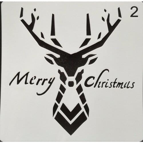13*13 Christmas deer pvc Layering Stencils for DIY Scrapbooking/photo album Decorative Embossing DIY Paper Cards Crafts